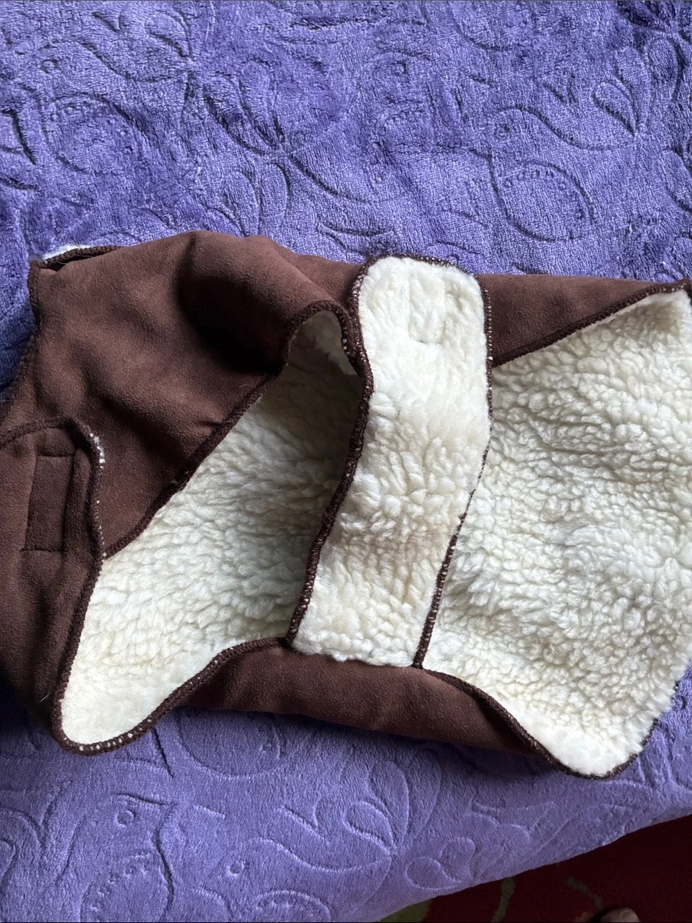 Cozy Brown Dog Coat with Cream Sherpa Lining